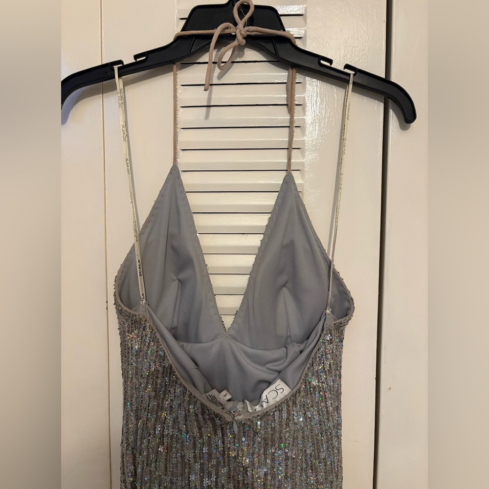 SCALA Y2K Silver Sequin halter Dress - Picture 6 of 12